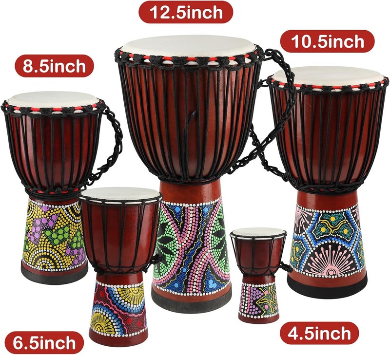 GOGHOST Wood Djembe Drum, 10'' x 19''Carved Mahogany African Drums with Goatskin Drumhead, West African Styled Professional Djembe Hand Drum for Adults Beginners - Image 3